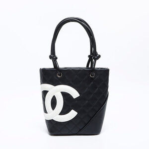 CHANEL Cambon Line 2003-2004 Handbag Black WS12855